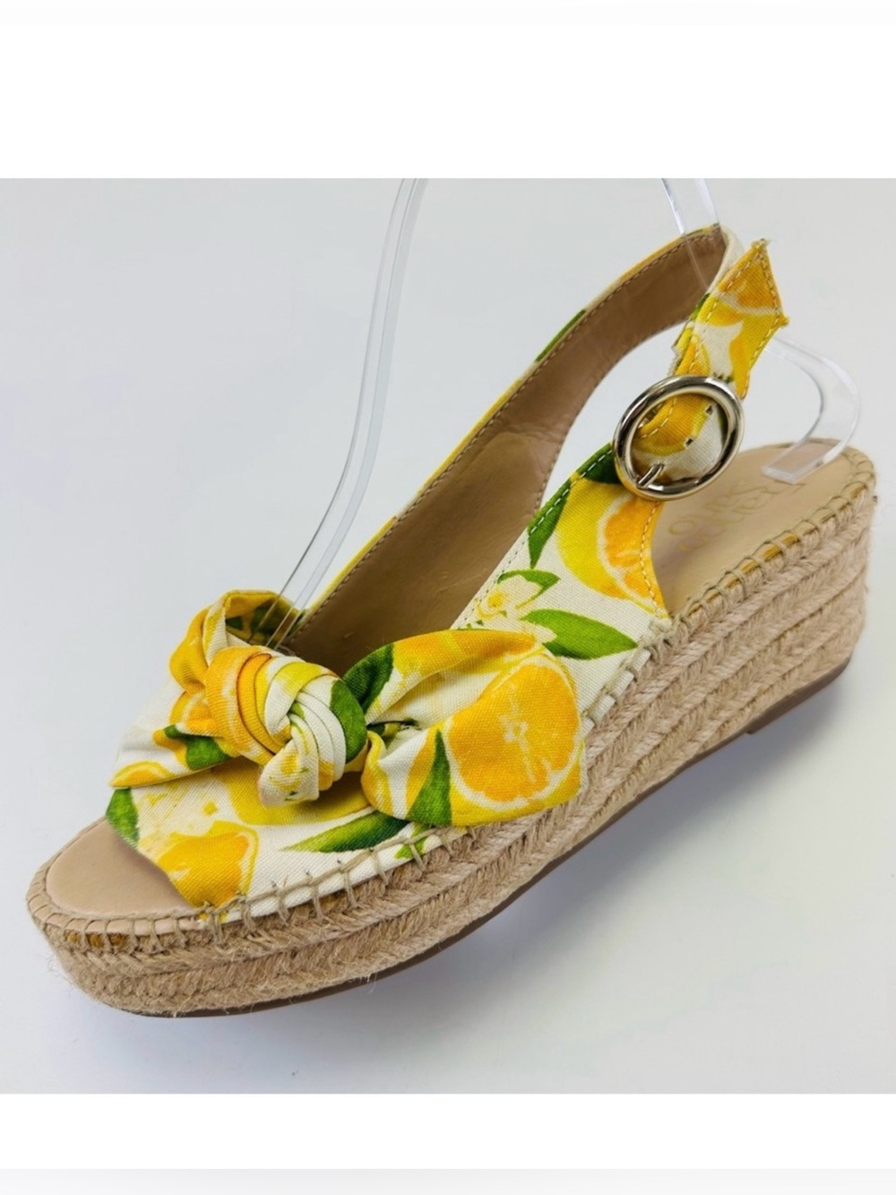 Franco Sarto lemon Pirouette espadrilles Size 8 platform wedge slingback Summer